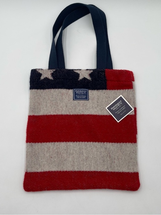 Handbags - Faribault Woolen Mill Co Red White Blue Wool UnstructuredTote Shoulder Bag USA
